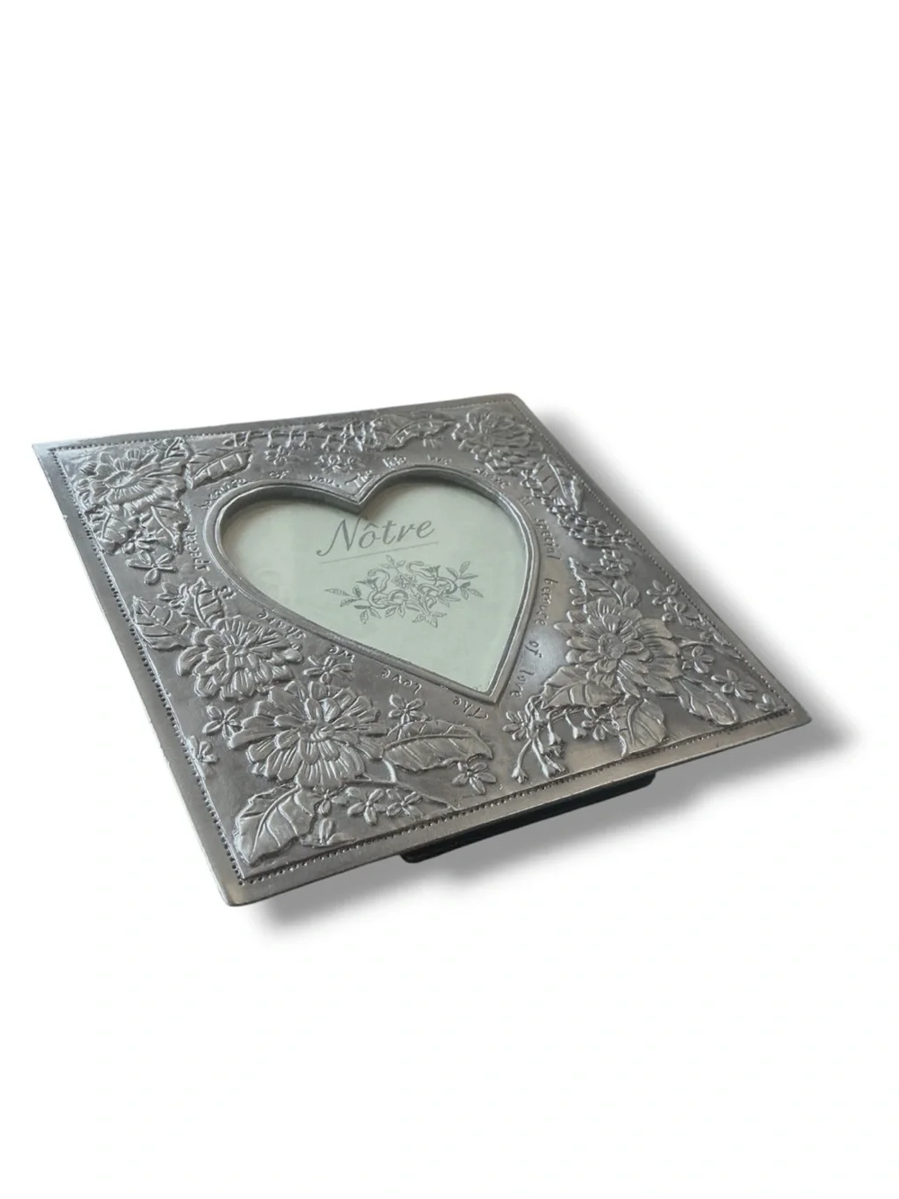 Very Heavy Cast Metal Romantic Heart Picture Frame Engagement Love Sweetheart